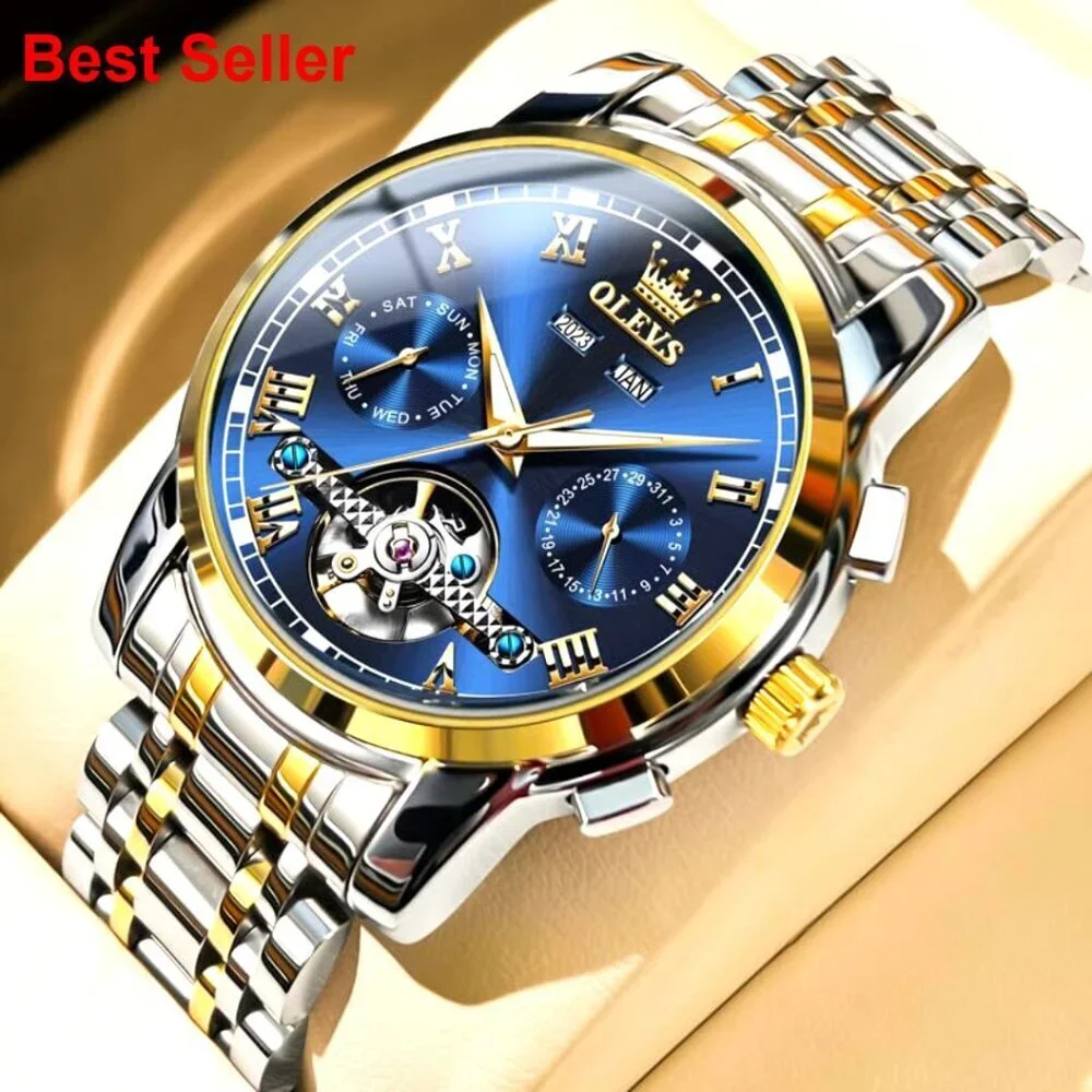 Automatic Self-Wind Mechanical Watch with Stainless Steel Strap